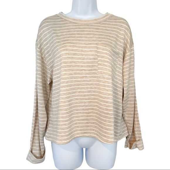 LUSH Long Sleeve Cozy Striped Sweatshirt - Small - Picture 1 of 4